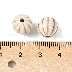 合成ハウライトビーズ  ジュエリー作りのための  フローラルホワイト  カボチャ  11mm  穴：2mm&nbsp;G-V001-001G