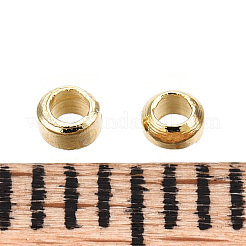 真鍮製つぶし玉カシメ玉  長持ちメッキ  ロンデル  ライトゴールド  2x1.5mm  穴：1mm  約500個/5g&nbsp;X-KK-O102-07G