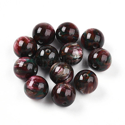 樹脂ビーズ  ラウンド  ツートン  ダークスレートブルー  12mm  穴：2mm&nbsp;RESI-YW0004-28C-09-1