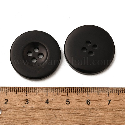 樹脂ボタン  染め  フラットラウンド  ブラック  25x3mm&nbsp;RESI-D033-25mm-02-1