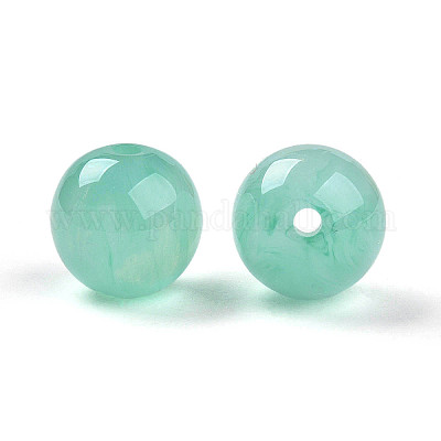 樹脂ビーズ  ラウンド  ツートン  アクアマリン  12mm  穴：2mm&nbsp;RESI-YW0004-28C-02-1