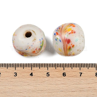 手作りランプワークビーズ  ラウンド  ベージュ  20.5-21x19-20mm  穴：4mm&nbsp;BLOW-D006-01G-1