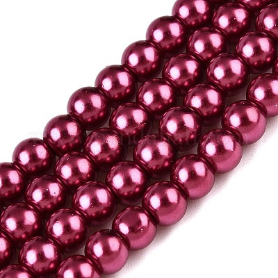 ベーキングペイント、ガラスパールビーズの連  パールカラーの  ラウンド  カメリア  3~4mm  穴：0.5mm  約195個/連  23.6インチ&nbsp;HY-Q003-3mm-14-1