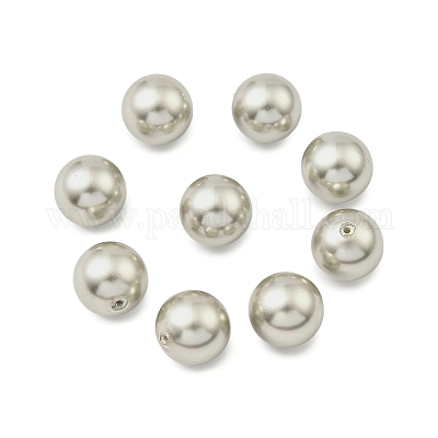 シェルパールビーズ  グレードA  ラウンド  片穴  洗練された  銀  14mm  穴：1mm&nbsp;BSHE-XCP0001-30-1