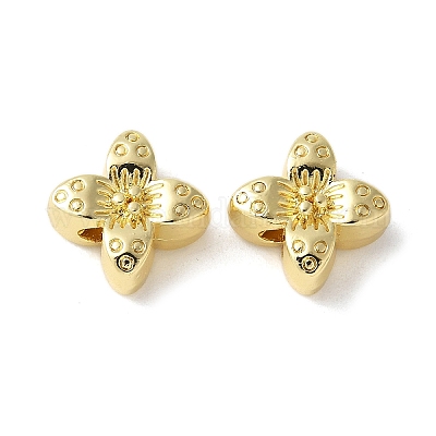 合金ビーズ  ラックめっき  花  ゴールドカラー  13x13x6mm  穴：2.5mm&nbsp;PALLOY-S044-03A-G-1