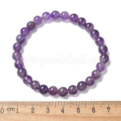 天然アメジストビーズストレッチブレスレット  ラウンド  内径：2インチ〜2-3/8インチ（5~6cm）  ビーズ：5.8~6.8mm&nbsp;BJEW-K212-A-034-1