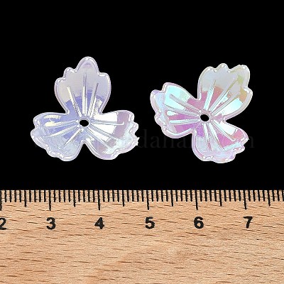プラスチックビーズキャップ  3  - 花びらの花  ホワイト  21.5x21.5x8.5mm  穴：1.8mm&nbsp;KY-Z002-05B-1