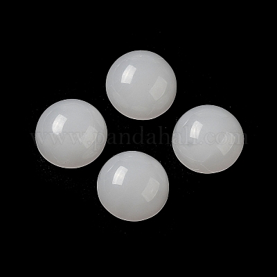 ガラスカボション  天然石風  半円  ホワイト  8x4mm&nbsp;GLAA-B017-07A-01-1