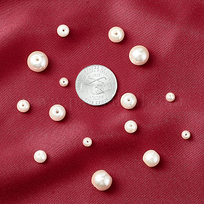 ガラスパールビーズ連売りセット  ラウンド  パールカラーの  乳白色  4~10mm  穴：1mm  85~216個/連  32インチ  1連 /セット&nbsp;HY-TA0001-B-02-1