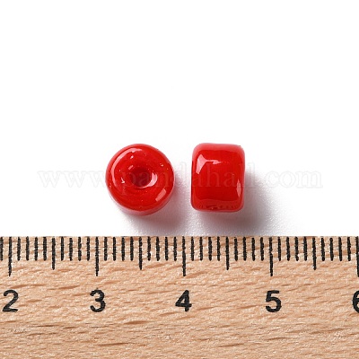 手作りランプワークビーズ  コラム  レッド  6~6.5x8~8.5x8~8.5mm  穴：1.8mm&nbsp;LAMP-Q003-05A-1