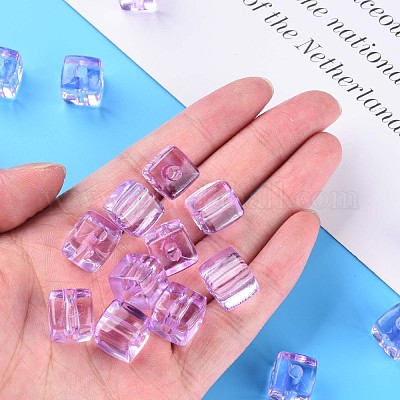 透明なアクリルビーズ  正方形  ミディアム蘭  13x12.5x12.5mm  穴：3.5mm  約162個/500g&nbsp;MACR-S373-104-B06-1