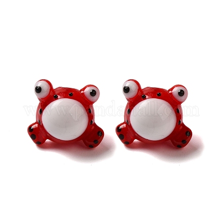 手作りランプワークビーズ連売り  カエル  レッド  13x15.5x12.5mm  穴：2mm  約20個/連  17.87''（45.4センチメートル）&nbsp;LAMP-Z010-02B-1