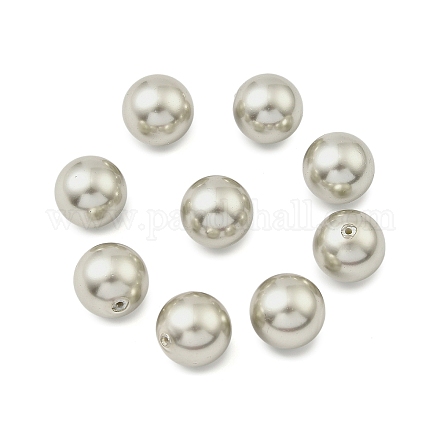 シェルパールビーズ  グレードA  ラウンド  片穴  洗練された  銀  14mm  穴：1mm&nbsp;BSHE-XCP0001-30-1