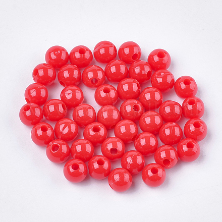 不透明なプラスチックビーズ  ラウンド  レッド  6x5.5mm  穴：1.8mm  約4790個/500g&nbsp;KY-T005-6mm-604-1