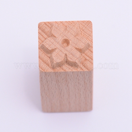 木の切手  長方形  花柄  50x20x20mm&nbsp;DIY-WH0189-61A-1