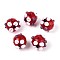 Handmade Lampwork Beads, Round with Flower, FireBrick, 11~16mm, Hole: 1.2~2mm