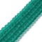 Transparent Glass Beads Strands, Faceted, Frosted, Rondelle, Teal, 10mm, Hole: 1mm, about 60~61pcs/strand, 46~48cm