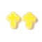 Baking Paint Glass Enamel Beads, Hand Painted Beads, Cross, Light Khaki, 14.5x11.5x4mm, Hole: 1mm