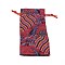 Silk Pouches, Drawstring Bag, Rectangle with Wave Pattern, FireBrick, 16.3x7.8x0.4cm