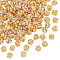 100Pcs Brass Rhinestone Beads, Round, Golden, 6x6.5mm, Hole: 1.2mm
