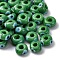 Handmade Evil Eye Lampwork Beads, Flat Round, Green, 9~10x6mm, Hole: 3mm