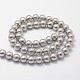シェルパールビーズ連売り  グレードA  ラウンド  グレー  6mm  穴：1mm  約62個/連  16インチ&nbsp;X-BSHE-L026-05-6mm-2