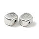 UVメッキ CCB プラスチックビーズ  テクスチャー  長方形  銀  19x17x13.5mm  穴：3.7mm&nbsp;FIND-Z066-06-2
