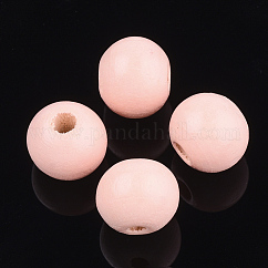 塗装天然木ビーズ  ラウンド  ピンク  10x8.5~9mm  穴：2~3mm