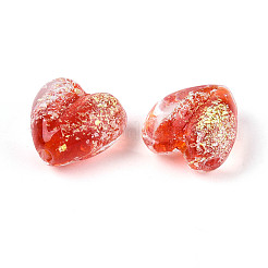 手作りのホイルランプワークビーズ連売り  ハート  レッド  15x15x9~10mm  穴：1.4~1.5mm  約21~26個/連  11.22~14.17''（28.5~36センチメートル）&nbsp;FOIL-T008-08A