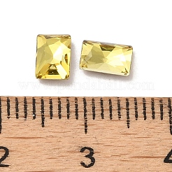 ガラスラインストーンカボション  ポイントバック＆バックメッキ  多面カット  長方形  黄水晶  6x4x2mm&nbsp;RGLA-P037-12A-D226