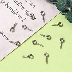 変色防止304ステンレススチール製スクリューアイピンペグベイル  片穴パーツ用  ステンレス鋼色  10x4x1mm  穴：2mm  ピン：1.4mm&nbsp;X-STAS-L234-165C-P