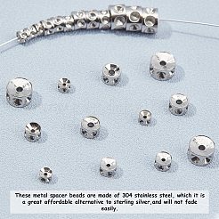 304ステンレススチールビーズラインストーンセッティング  コラム  ステンレス鋼色  4~8x3~5mm  穴：1~1.8mm  24個/箱&nbsp;STAS-UN0008-49P