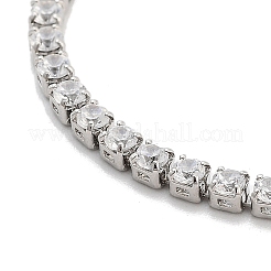 真鍮パヴェクリアキュービックジルコニアフラットラウンドベネチアンチェーンスライダーブレスレット  ニッケルフリー  長持ちメッキ  プラチナ  10-1/4インチ（26cm）&nbsp;BJEW-YWC0002-12A-P