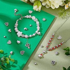 チベットスタイルの合金ビーズ165個。  カドミウムフリー＆鉛フリー  ハート  アンティークシルバー  5~10x6~12x3.2~6mm  穴：1~1.6mm&nbsp;TIBEB-GA0001-04