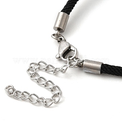 ミラノコード＆304ステンレススチールブレスレットの作り方  丸皿付き  ブラック  トレイ：8mm  7-1/4インチ（18.5cm）&nbsp;MAK-H004-02B-P01