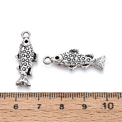合金のチベット風チャーム  魚のチャーム  アンティークシルバー  28x10.5x3mm  穴：2mm  約714個/1000g&nbsp;TIBEP-T053-07AS