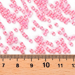 12/0 FGBグレードAラウンドガラスシードビーズ  透明インサイドカラー  光沢メッキ  パールピンク  2.3x1.5mm  穴：1mm  約48500個/ポンド&nbsp;SEED-N001-F-235