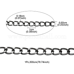 アルミツイストカーブチェーン  溶接されていない  多面カット  ガンメタ色  10x6.5x1.8mm&nbsp;CHA-YW0001-07B