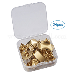 304ステンレススチールスタッドピアス金具  ピアスキャッチとカン付き  混合図形  ゴールドカラー  24個/セット&nbsp;STAS-TA0004-29