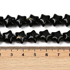 手作りミッレフィオーリガラスビーズ連売り  スター  ブラック  11~12x12x7~8mm  穴：0.8mm  約49~50個/連  19.88~20.28''（50.5~51.5センチメートル）&nbsp;LAMP-H067-01L
