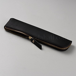 長方形の革製ペンバッグ  ジッパーペンバッグ  合金パーツ  学習用品  ブラック  50x202x17mm&nbsp;AJEW-WH20001-27A-01