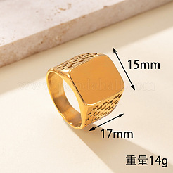 長方形の304ステンレススチール製指輪  ゴールドカラー  usサイズ11（20.6mm）&nbsp;FS-WGF3CA3-03
