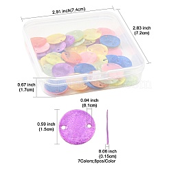 56個 7色スプレー塗装天然カピスシェルコネクタチャーム  ディスク  ミックスカラー  15x1.5mm  穴：1mm  8個/カラー&nbsp;BSHE-FS0001-13