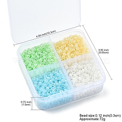 72g4色ガラスシードビーズ  セイロン  ラウンド  ミックスカラー  3mm  穴：1mm  18 G /カラー&nbsp;SEED-YW0002-75B