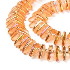 電気メッキガラスビーズセット  三角形  オレンジ  9x15.5~16x2.8~3mm  穴：1mm  約119~131個/連  24.21''~24.41''（61.5~62センチメートル）&nbsp;GLAA-K061-04A-FR02