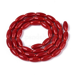 オペークガラスビーズ連売り  ライス  暗赤色  9~9.5x4~4.5mm  穴：0.7~0.9mm  約42~43個/連  14.96~15.35''（38~39センチメートル）&nbsp;GLAA-T028-15P-02