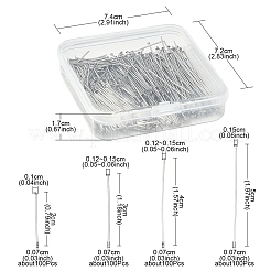 400個 4スタイル 304ステンレススチール フラットヘッドピン  ステンレス鋼色  20~50x0.7mm  21ゲージ  ヘッド：1~1.5mm  100個/スタイル&nbsp;STAS-YW0001-72