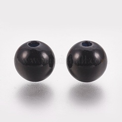 ABSプラスチックパール調ビーズ  ラウンド  ブラック  7.5~8mm  穴：2.3mm  約2000個/500g&nbsp;KY-G009-8mm-01
