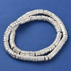 電気メッキされた天然溶岩岩ビーズ連売り  ディスク  ヒシビーズ  銀メッキ  6.5x3mm  穴：1.4mm  約137個/連  15.87''（40.3センチメートル）&nbsp;G-I360-A01-04
