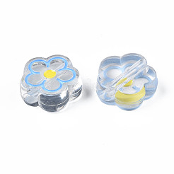 透明なアクリルビーズ  エナメル  花  ミックスカラー  19x19x7mm  穴：3mm&nbsp;X-ACRC-S039-03